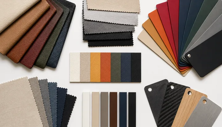 Material and color swatches for custom eyewear case production